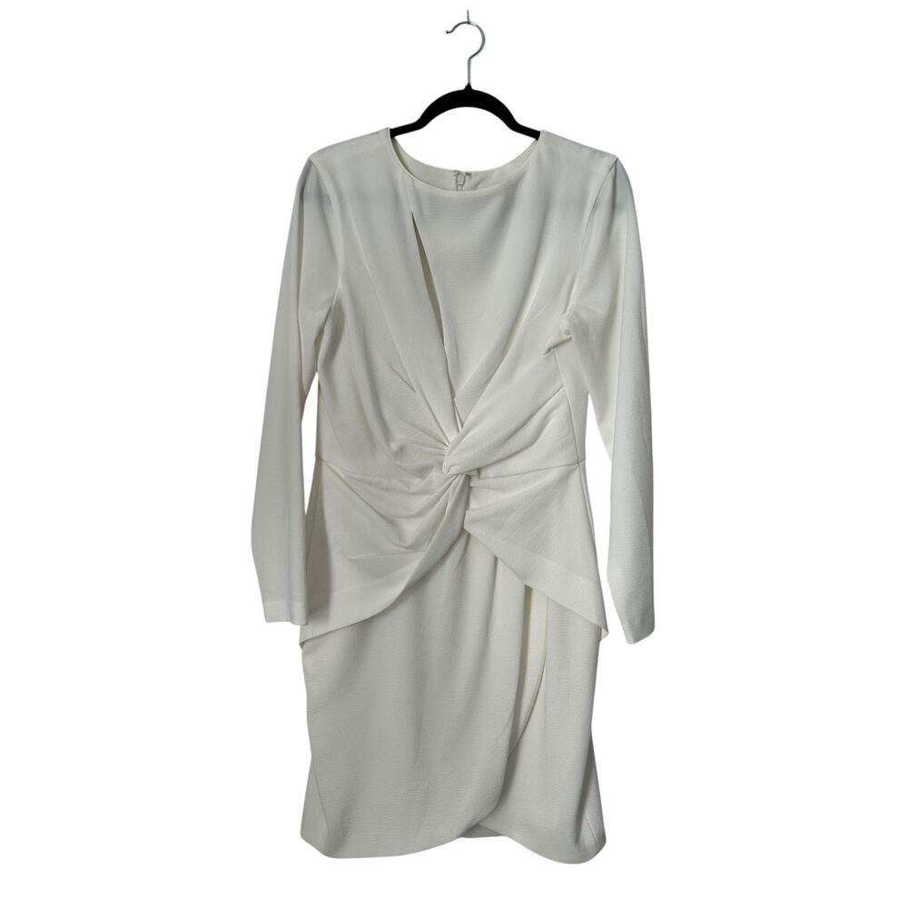 Dress The Population‎ Dress Womens Size L Ivory Crepe Coby Twist Front Cut Out